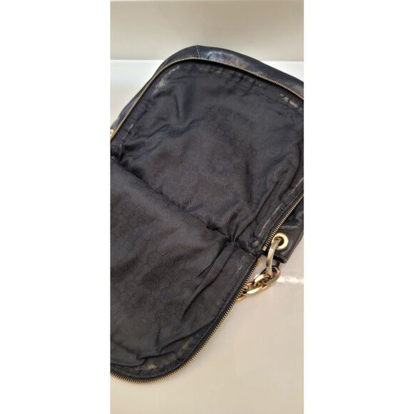 Michael Kors Y2K Grunge Goth Leather Black and Gold Purse Handbag Vintage Chain - Picture 5 of 12
